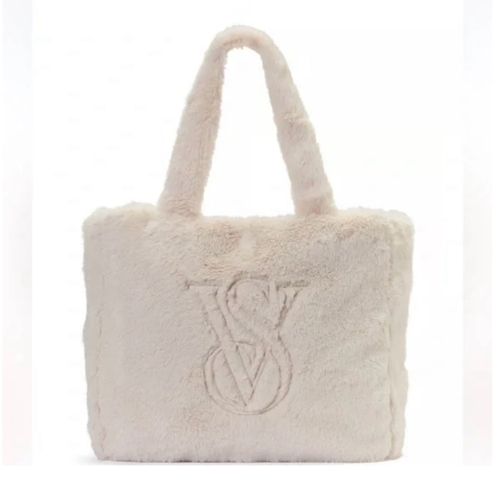 Victoria's Secret Ivory Super Soft Plush Faux Fur Large Tote Bag
